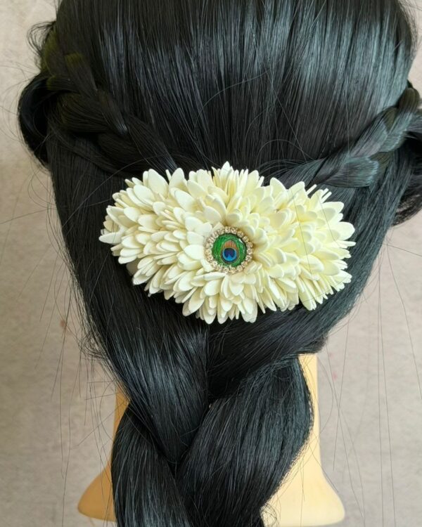 Mullai with Peacock Feather Center Clips