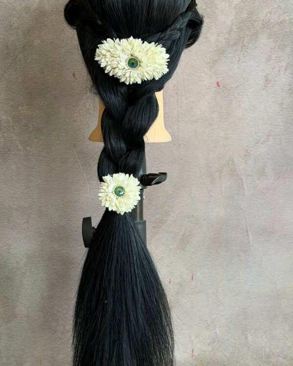 Mullai with Peacock Feather Hair Tie & Center Clip Combo