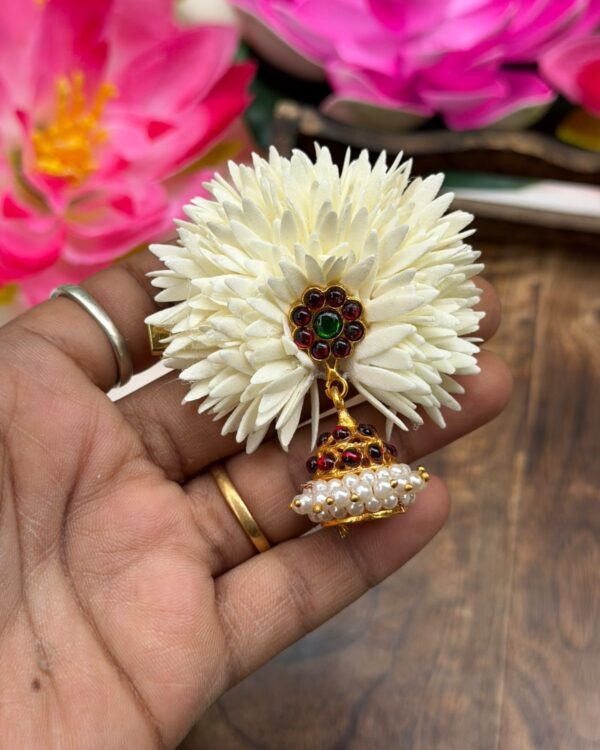 Oosi Malli Maroon Ruby pearls Jhumka Alligator Clips