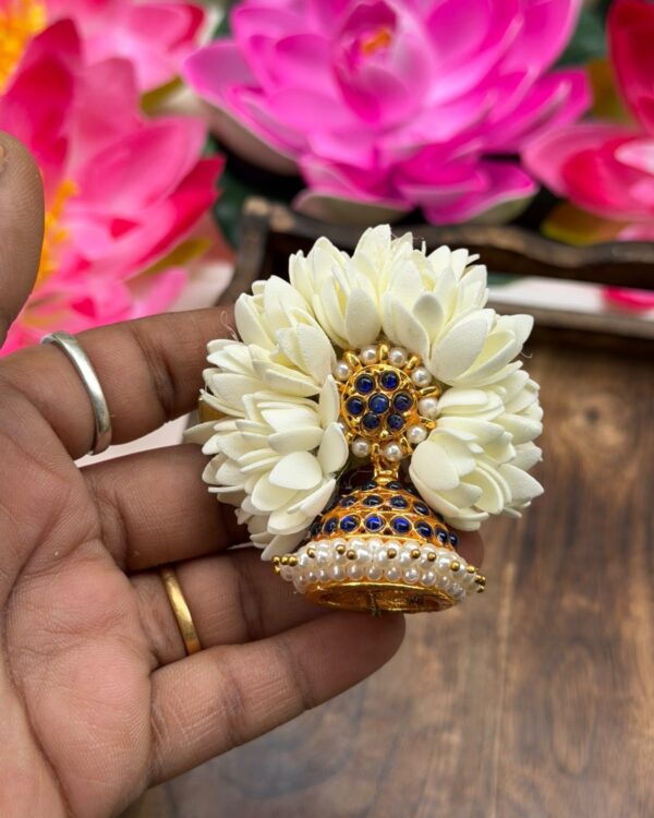 Malli Blue Ruby pearls Jhumka Alligator Clips