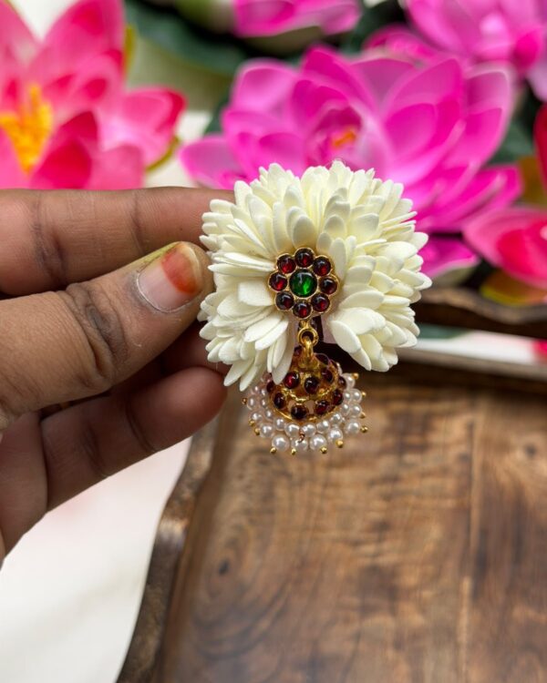 Mullai Red Ruby pearls Jhumka Alligator Clips