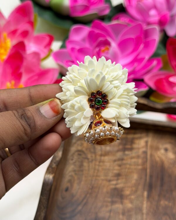 Mullai Maroon Ruby pearls Jhumka Alligator Clips